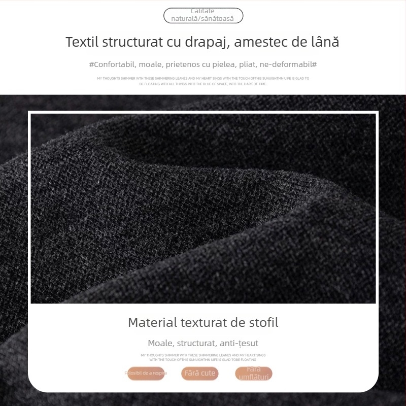 Pantaloni casual din lână Scimitar pentru femei, toamnă-iarnă 2025, talie înaltă, croială lejeră, largi, lungi până la podea, bumbac 70-80% + poliester <30%, talie dublă, țesătură groasă, stil retro literar