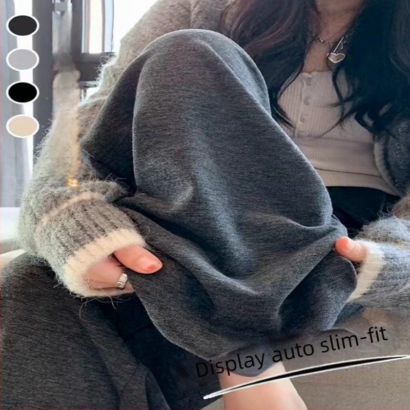 Pantaloni casual cu imprimeu pisică, amestec poliester-elastan, talie medie, croială dreaptă, toamnă-iarnă 2025