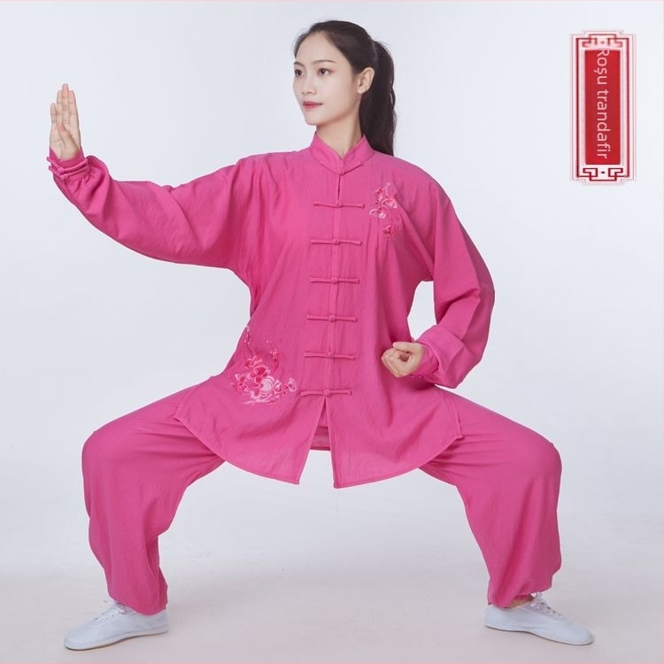 Costum Tai Chi pentru femei, mâneci lungi, țesătură Chenille cu Spandex, primăvara 2023