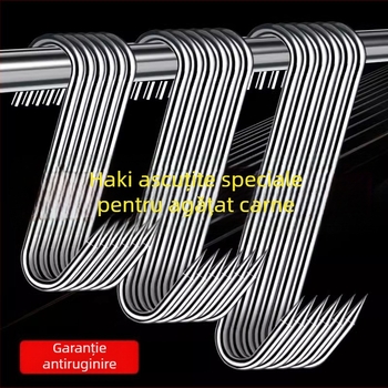 Cârlig de carne din oțel inoxidabil, în formă de S, pentru carne uscată, pește și cârnați, placare electrolitică, 170 g, stil modern minimalist