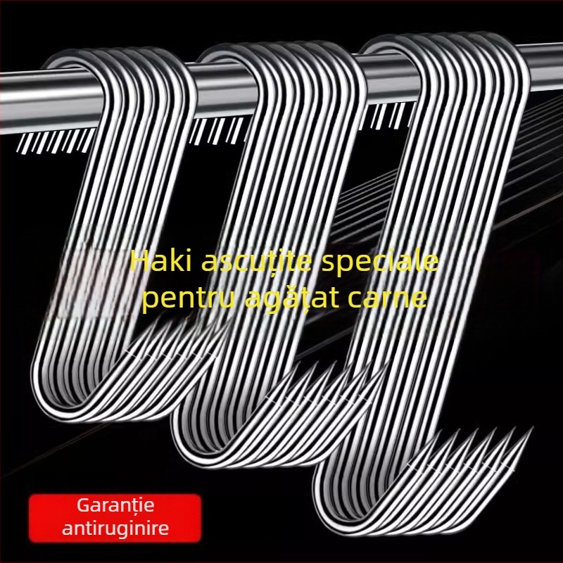 Cârlig de carne din oțel inoxidabil, în formă de S, pentru carne uscată, pește și cârnați, placare electrolitică, 170 g, stil modern minimalist