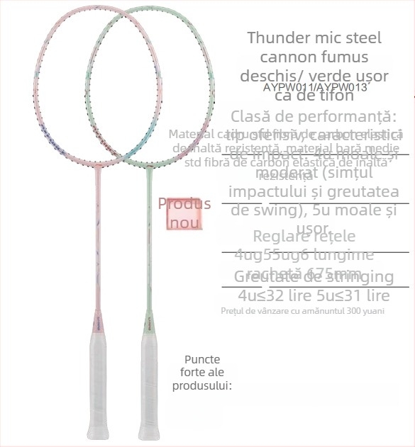 Li-Ning rachetă badminton – Cadru din fibră de carbon, Greutate 80–84 g, Mâner G5, Tip drept, Potrivita pentru începători și intermediari, pentru badminton și tenis de masă