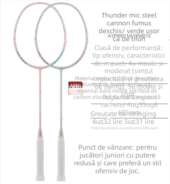 Li-Ning rachetă badminton – Cadru din fibră de carbon, Greutate 80–84 g, Mâner G5, Tip drept, Potrivita pentru începători și intermediari, pentru badminton și tenis de masă