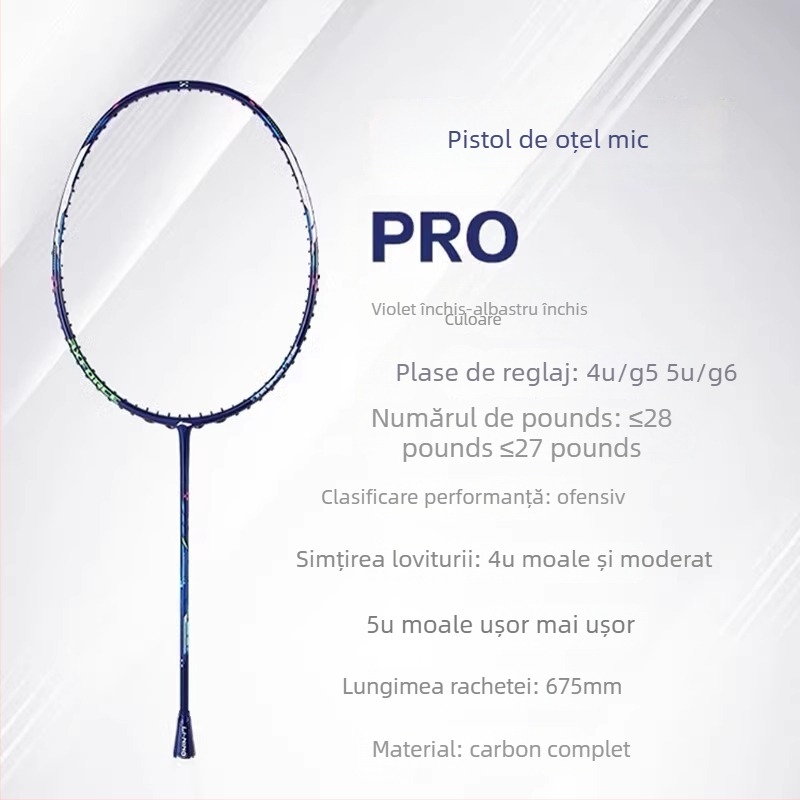 Li-Ning rachetă badminton – Cadru din fibră de carbon, Greutate 80–84 g, Mâner G5, Tip drept, Potrivita pentru începători și intermediari, pentru badminton și tenis de masă