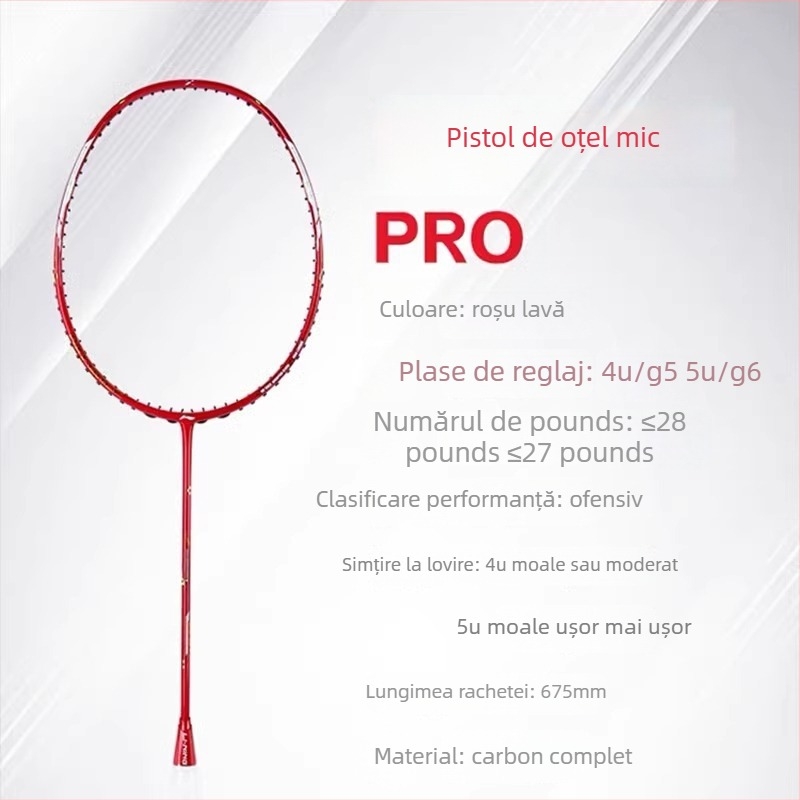 Li-Ning rachetă badminton – Cadru din fibră de carbon, Greutate 80–84 g, Mâner G5, Tip drept, Potrivita pentru începători și intermediari, pentru badminton și tenis de masă