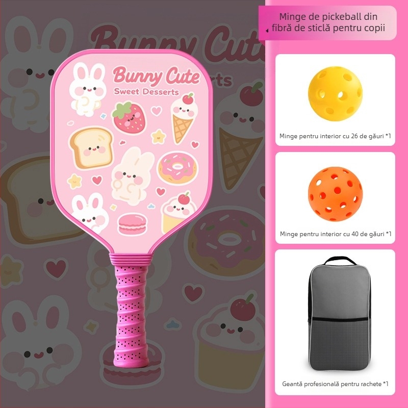 Paletă pickleball pentru copii, fibră de sticlă, design desen animat, Lidakang, 175±5 g
