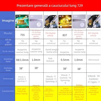 Guma tenis de masă 729 - Long Glue, ofensiv, dintr-o bucată, suprafață granuloasă