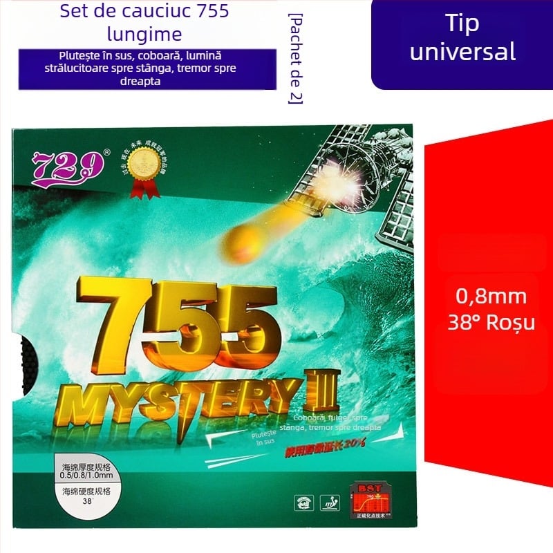 Guma tenis de masă 729 - Long Glue, ofensiv, dintr-o bucată, suprafață granuloasă