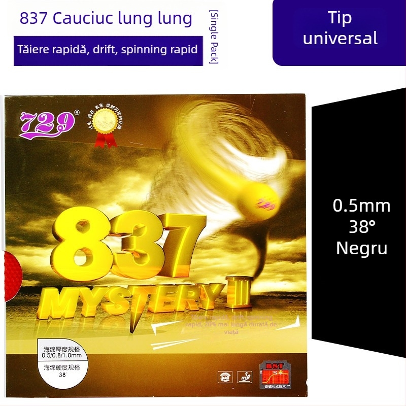 Guma tenis de masă 729 - Long Glue, ofensiv, dintr-o bucată, suprafață granuloasă