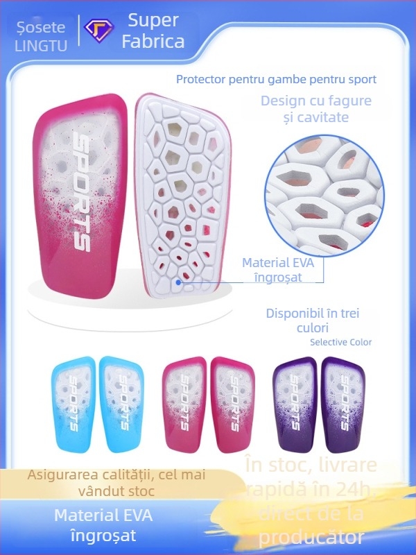 Protecție tibie fotbal, placă din plastic, brand Leading the Way, categorie protecție picior, etichetă privată licențiată