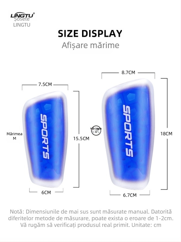 Protecție tibie fotbal, placă din plastic, brand Leading the Way, categorie protecție picior, etichetă privată licențiată