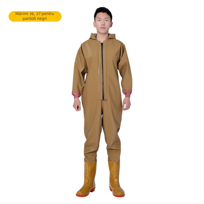 Yuduoduo PVC costum impermeabil întreg, cu vestă de salvare integrată pentru pescuit și înot; fără buzunare