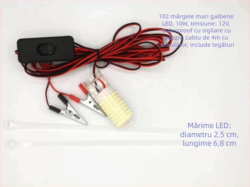 Lumină subacvatică pentru pescuit - LED, 12V, impermeabilă, luminozitate înaltă