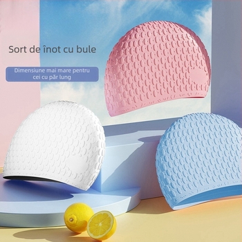 Șapcă de baie din silicon pentru adulți, model cu puncte, pentru înot