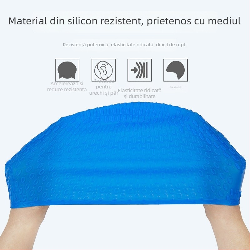 Șapcă de baie din silicon pentru adulți, model cu puncte, pentru înot