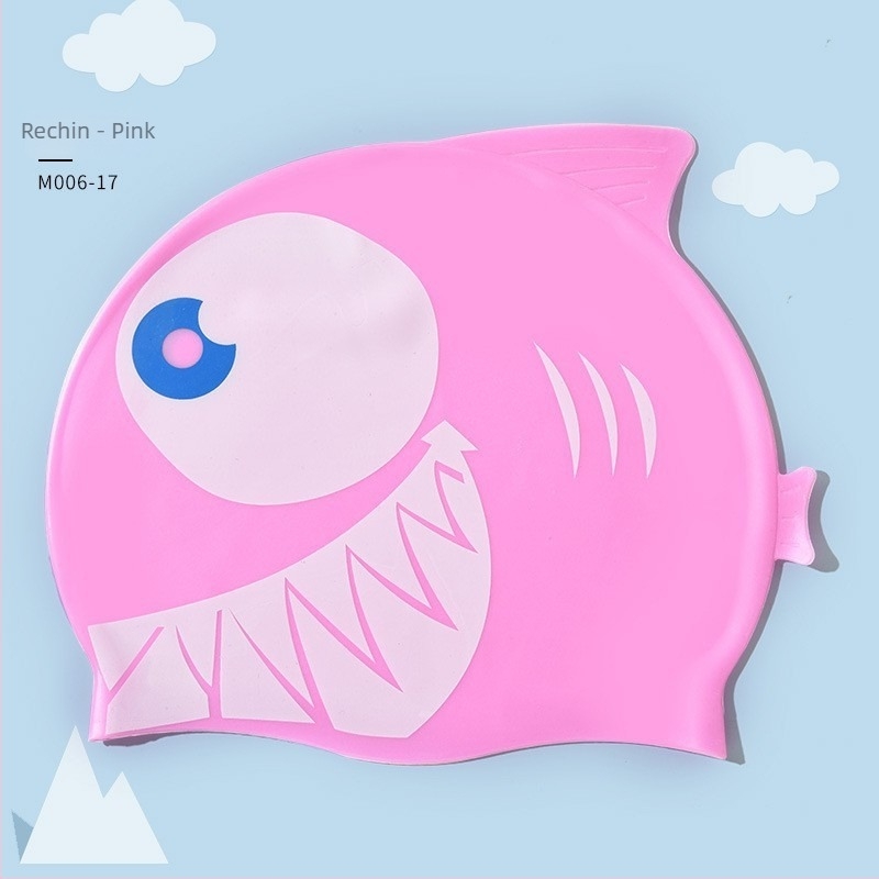 Șapcă de înot pentru copii din silicon, imprimeu cu pește auriu, impermeabilă, elasticitate ridicată, confortabilă pentru păr lung