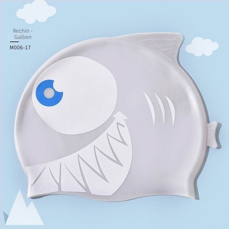 Șapcă de înot pentru copii din silicon, imprimeu cu pește auriu, impermeabilă, elasticitate ridicată, confortabilă pentru păr lung