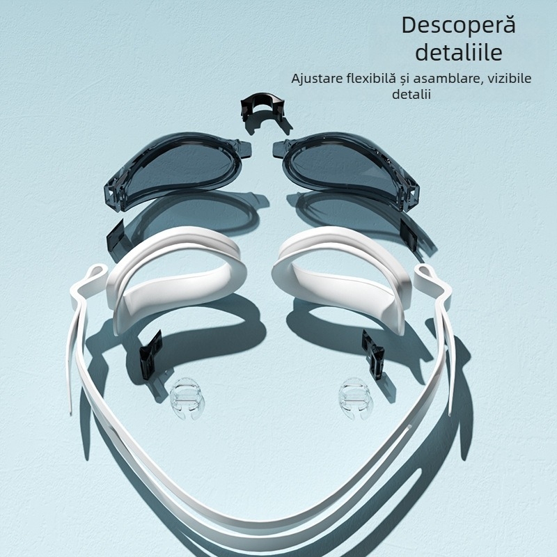 RESHEIR ochelari de înot anti-ceață pentru adulți, lentile PC, compatibili cu miopia, protecție oculară