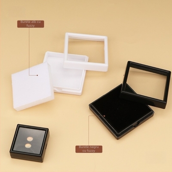 Cutie de afișare bijuterii, din plastic transparent, pentru pietre brute și diamante, rezistentă la praf, 1 nivel