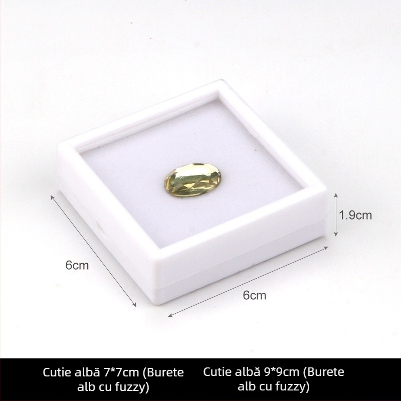 Cutie de afișare bijuterii, din plastic transparent, pentru pietre brute și diamante, rezistentă la praf, 1 nivel