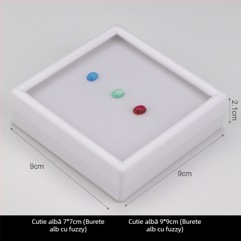 Cutie de afișare bijuterii, din plastic transparent, pentru pietre brute și diamante, rezistentă la praf, 1 nivel