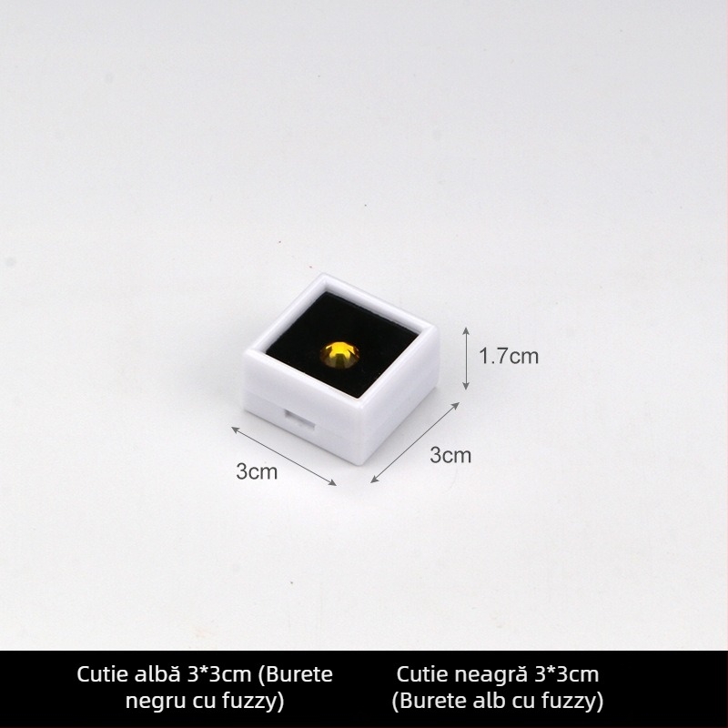 Cutie de afișare bijuterii, din plastic transparent, pentru pietre brute și diamante, rezistentă la praf, 1 nivel