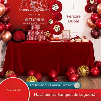 Față de masă din poliester, dreptunghiulară, uni, stil chinezesc clasic