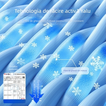 Covoraș de pat din fibră chimică, senzație ice silk, cu două fețe, stil minimalist modern, lavabil la mașină, țesătură imprimată, utilizare dublă vară-iarnă.