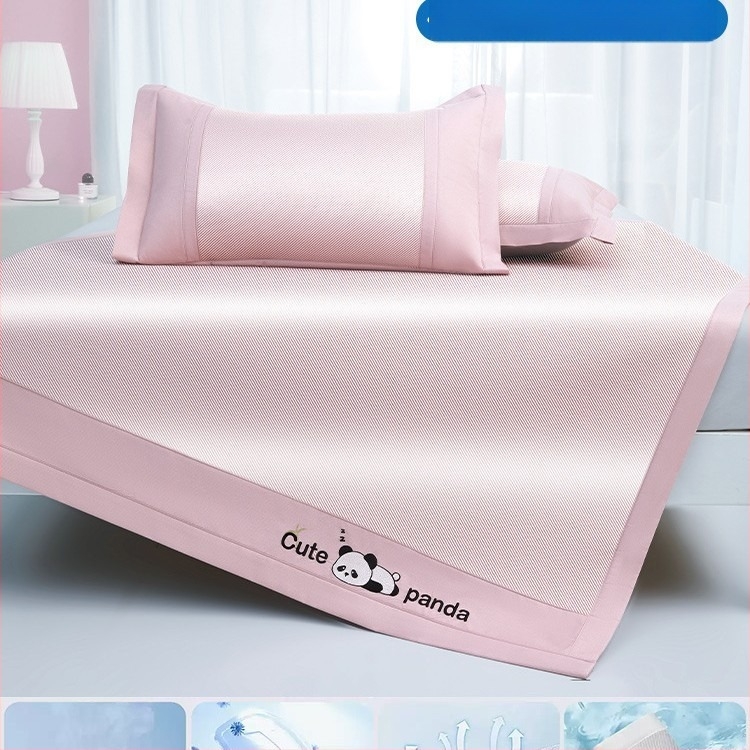 Covoraș de pat din fibră chimică, senzație ice silk, cu două fețe, stil minimalist modern, lavabil la mașină, țesătură imprimată, utilizare dublă vară-iarnă.