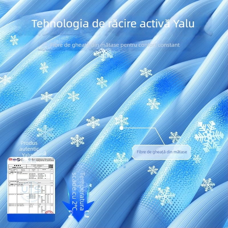 Covoraș de pat din fibră chimică, senzație ice silk, cu două fețe, stil minimalist modern, lavabil la mașină, țesătură imprimată, utilizare dublă vară-iarnă.