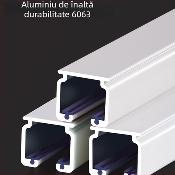 Șină pentru perdea din aliaj de aluminiu, funcționare silențioasă, montaj superior sau lateral, glisare simplă și dublă, șină dreaptă
