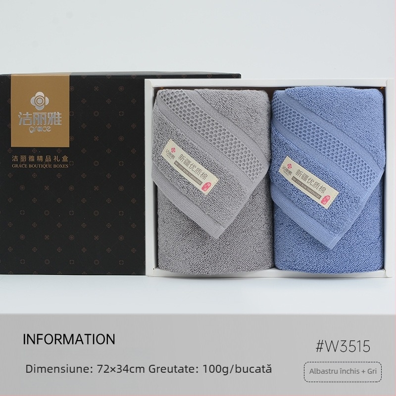 Set cadou în cutie cu prosoape din bumbac, logoul brodat – cadou corporativ personalizabil