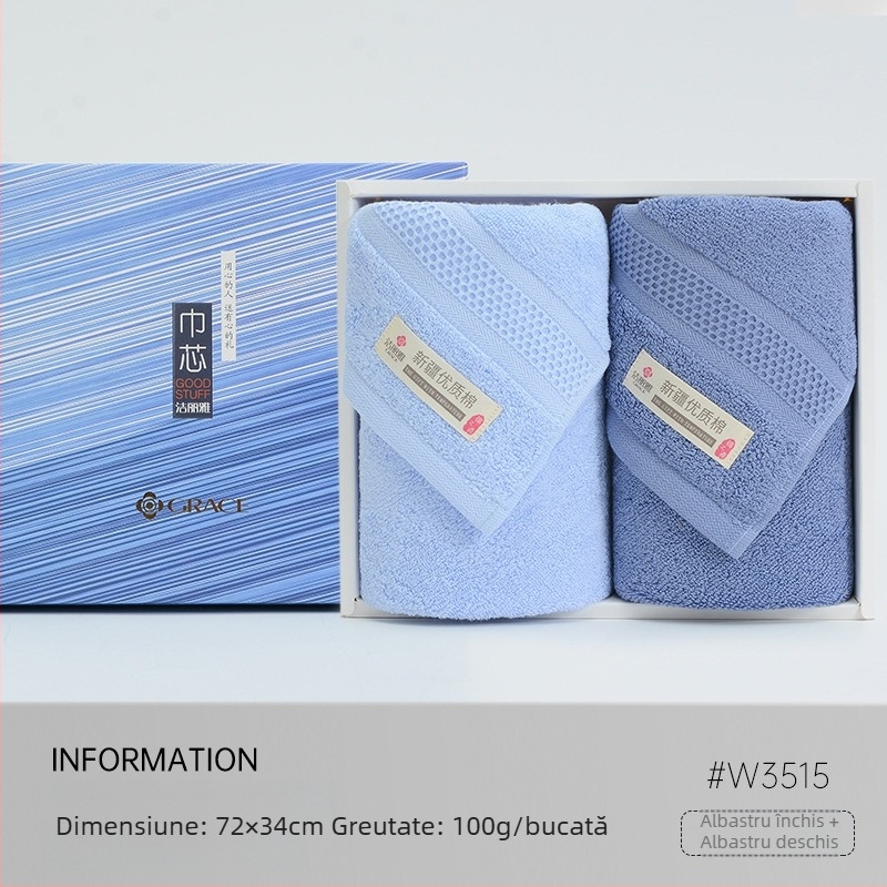 Set cadou în cutie cu prosoape din bumbac, logoul brodat – cadou corporativ personalizabil
