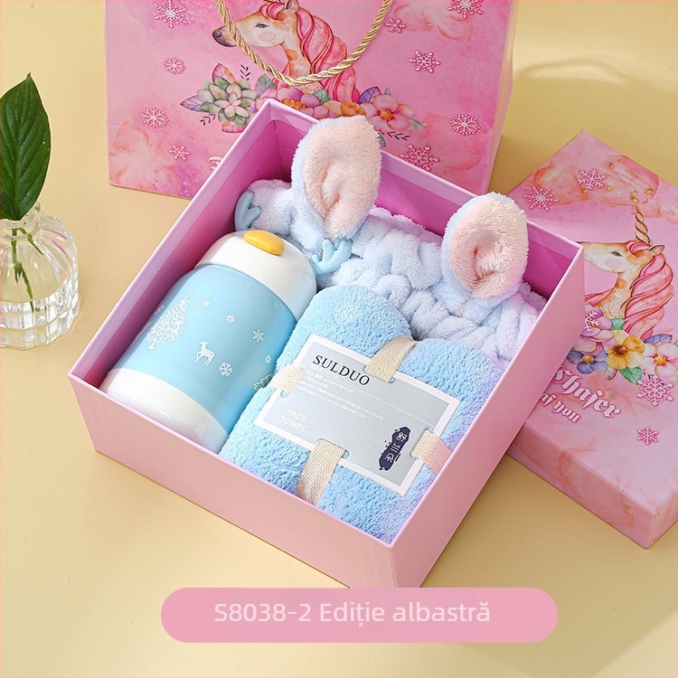 Set de prosoape în cutie cadou (3 piese) din catifea coral, poliester 84,5% și nylon, brand Shulan duo, personalizare disponibilă