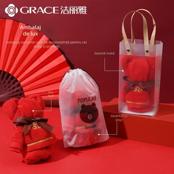 Prosop cu ursuleț în cutie cadou — 100% bumbac, 120 g, logo personalizat