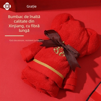 Prosop cu ursuleț în cutie cadou — 100% bumbac, 120 g, logo personalizat