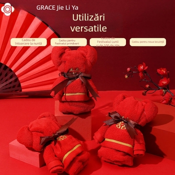 Prosop cu ursuleț în cutie cadou — 100% bumbac, 120 g, logo personalizat