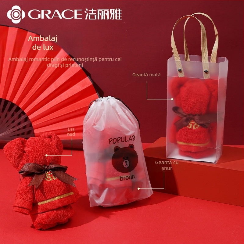 Prosop cu ursuleț în cutie cadou — 100% bumbac, 120 g, logo personalizat