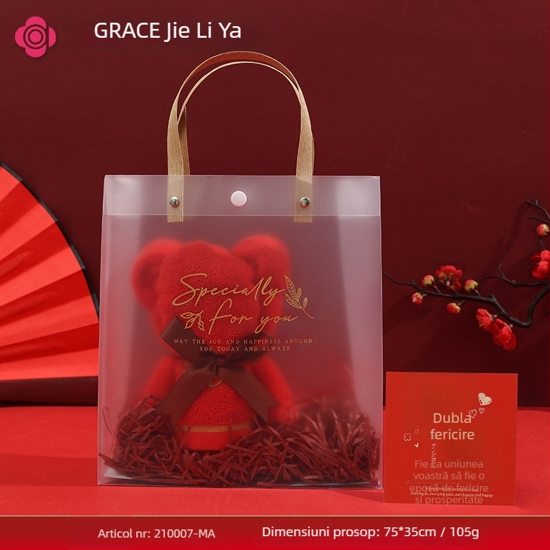 Prosop cu ursuleț în cutie cadou — 100% bumbac, 120 g, logo personalizat