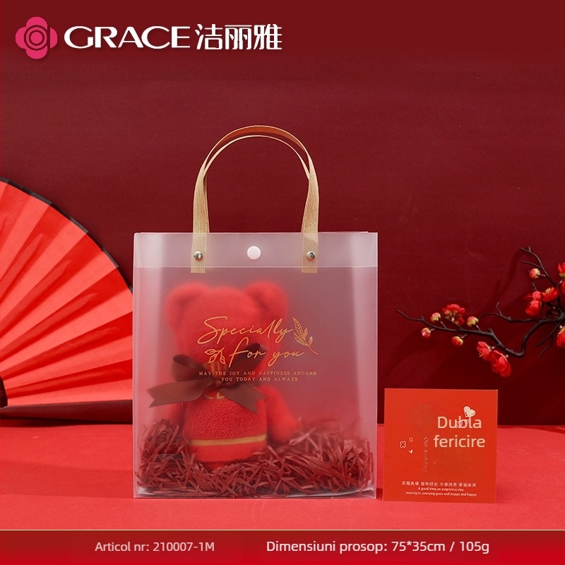 Prosop cu ursuleț în cutie cadou — 100% bumbac, 120 g, logo personalizat