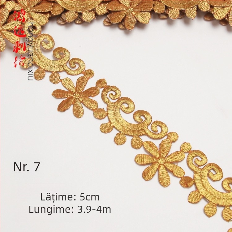 Dantelă brodată pentru costume – Material: fir de broderie, Model de costum antic, Potrivit pentru pălării, îmbrăcăminte și decor de casă