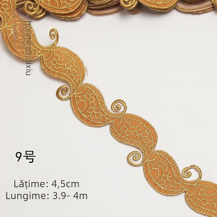 Dantelă brodată pentru costume – Material: fir de broderie, Model de costum antic, Potrivit pentru pălării, îmbrăcăminte și decor de casă