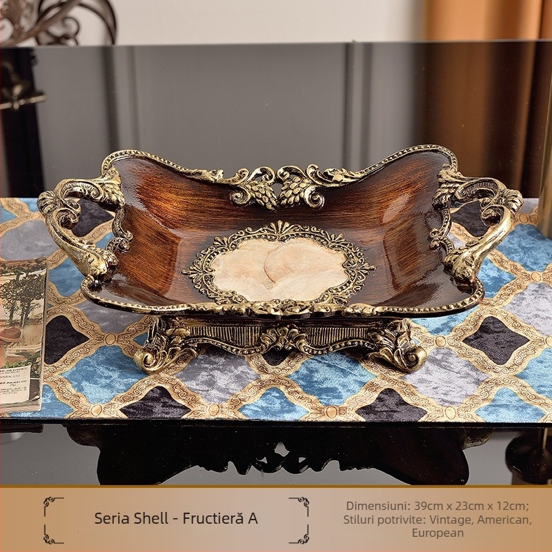 Platou de fructe în stil european din rășină, decor cu set de cutie pentru șervețele, personalizare disponibilă