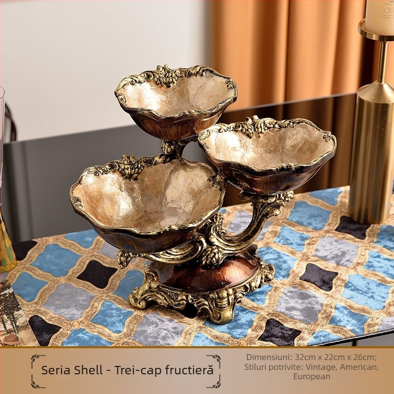 Platou de fructe în stil european din rășină, decor cu set de cutie pentru șervețele, personalizare disponibilă