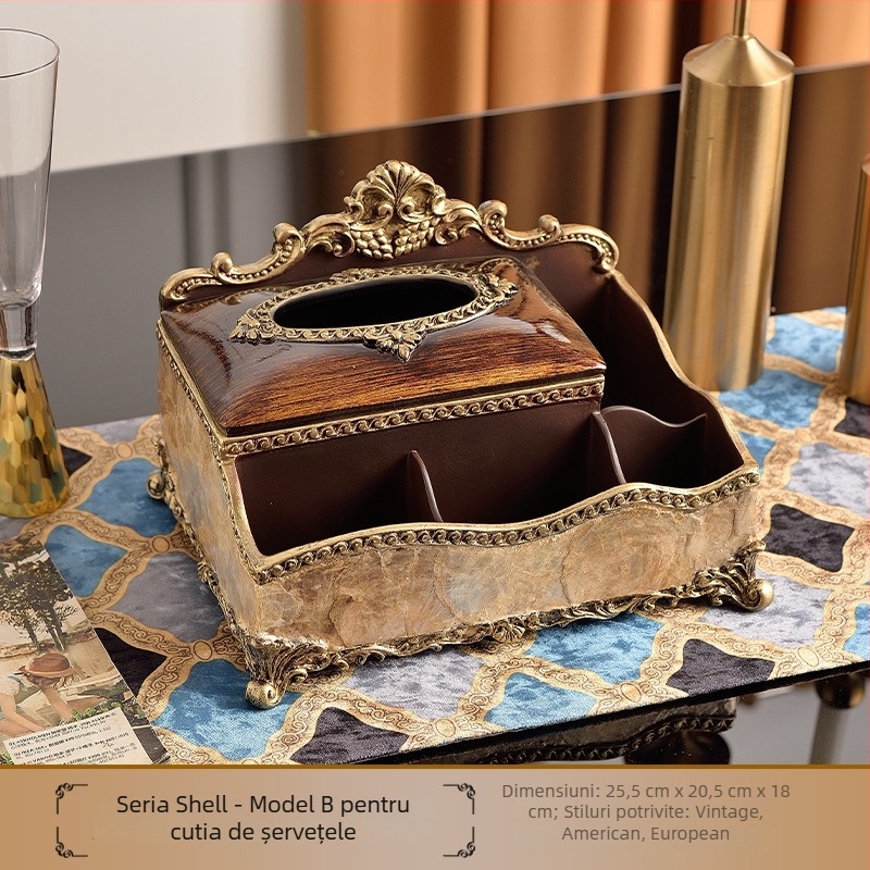 Platou de fructe în stil european din rășină, decor cu set de cutie pentru șervețele, personalizare disponibilă