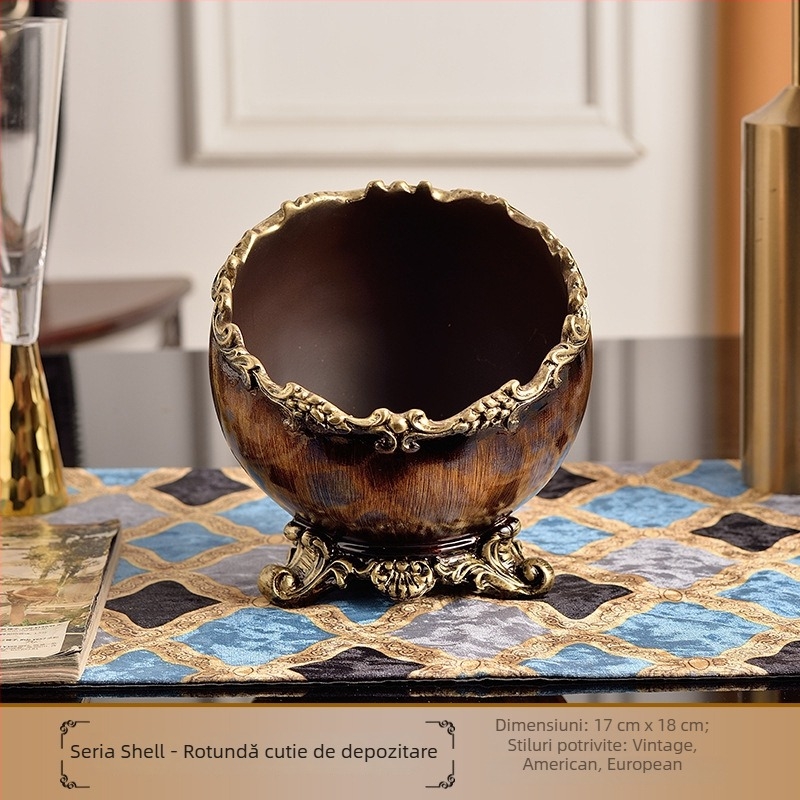 Platou de fructe în stil european din rășină, decor cu set de cutie pentru șervețele, personalizare disponibilă