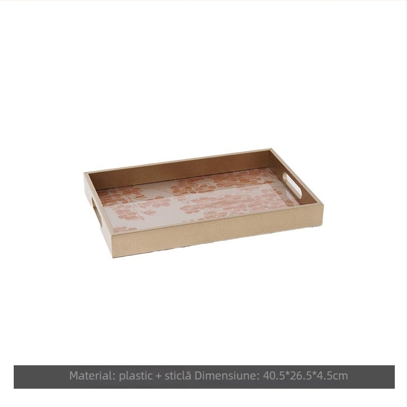 Tavă decorativă din sticlă, stil modern minimalist, ambalare standard, potrivită pentru masa de cafea din living, tavă de depozitare