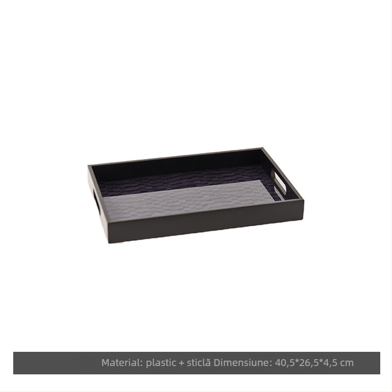 Tavă decorativă din sticlă, stil modern minimalist, ambalare standard, potrivită pentru masa de cafea din living, tavă de depozitare