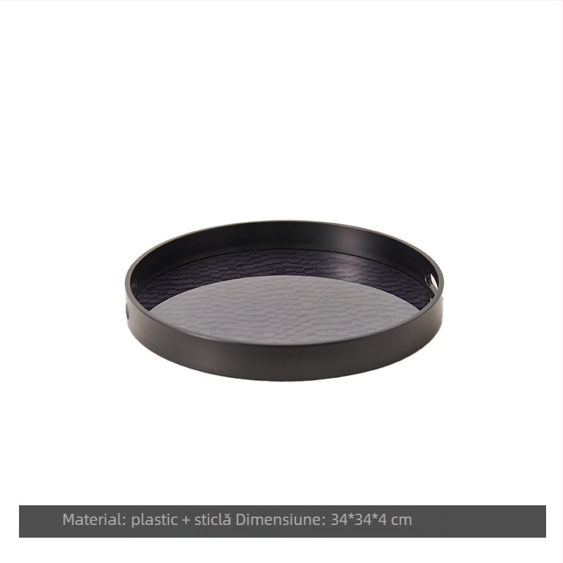 Tavă decorativă din sticlă, stil modern minimalist, ambalare standard, potrivită pentru masa de cafea din living, tavă de depozitare