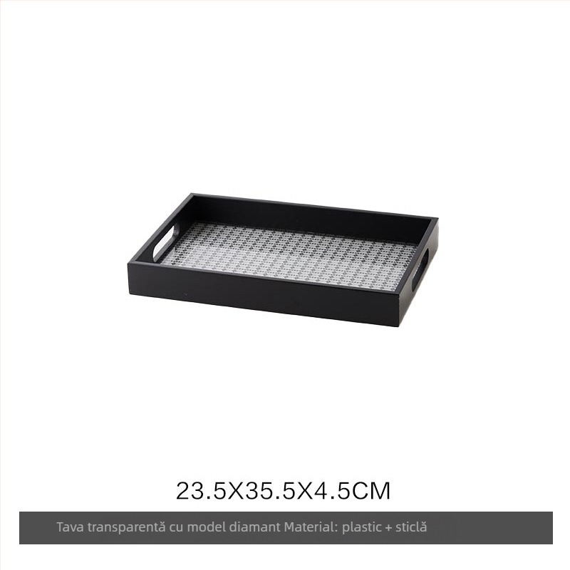 Tavă decorativă din sticlă, stil modern minimalist, ambalare standard, potrivită pentru masa de cafea din living, tavă de depozitare